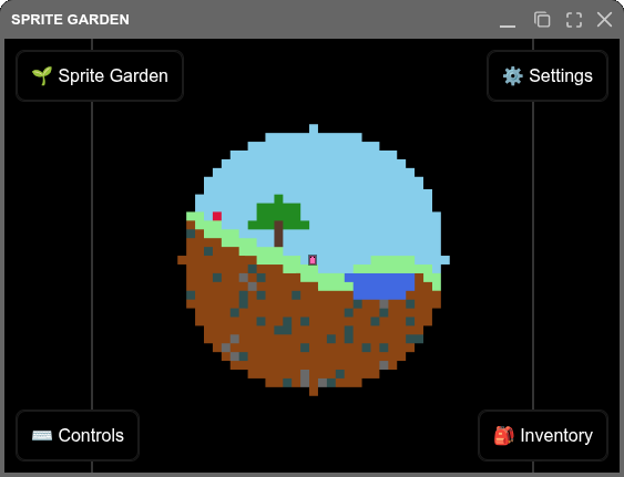 Screenshot of Sprite Garden at the start of a game.